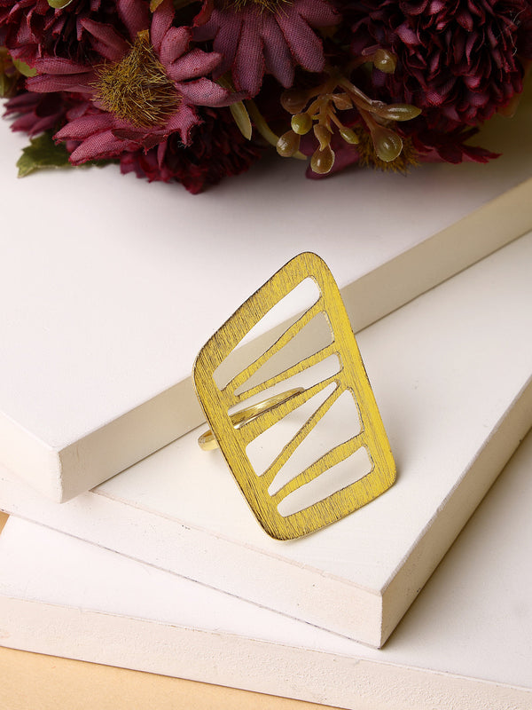 Women's Gold-plated Solid Adjustable Finger Ring - NVR