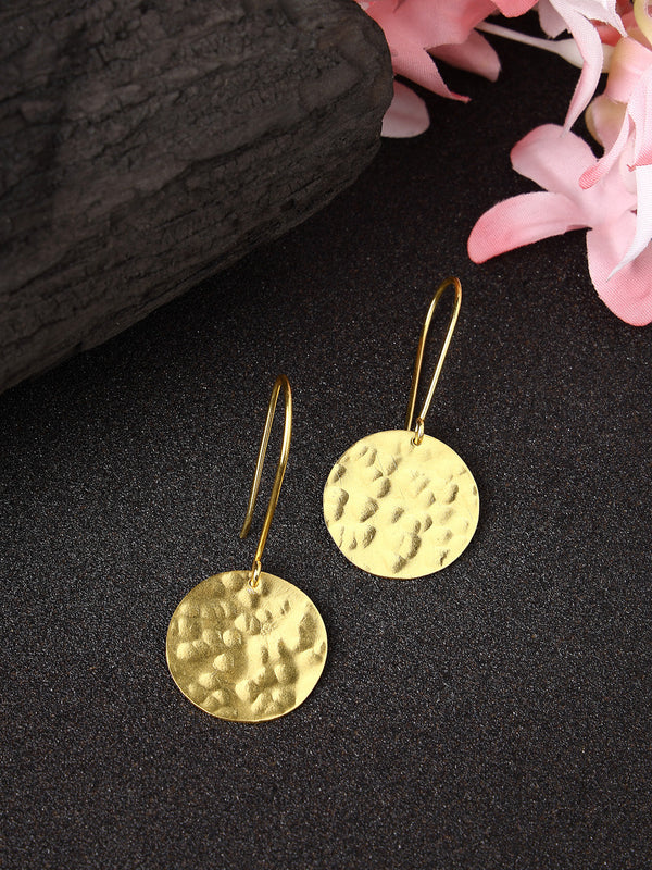 Women's Gold-plated Fish Hook Circle Drop Earrings - NVR