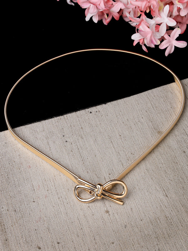 Women's circular gold plated stretchable metal belt - NVR