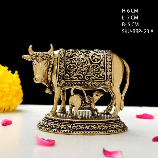 Brass Showpiece Holy Cow & Calf 2 Inch By Indiakreations Decor