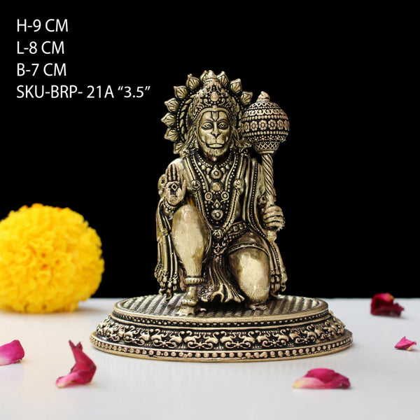 Brass Blessing Hanuman Statue 3.5 Inch By India Kreations Decor