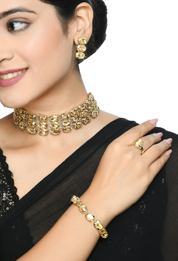 Johar Kamal Designer Choker Set Earrings, Bracelet and Ring Jkms_171