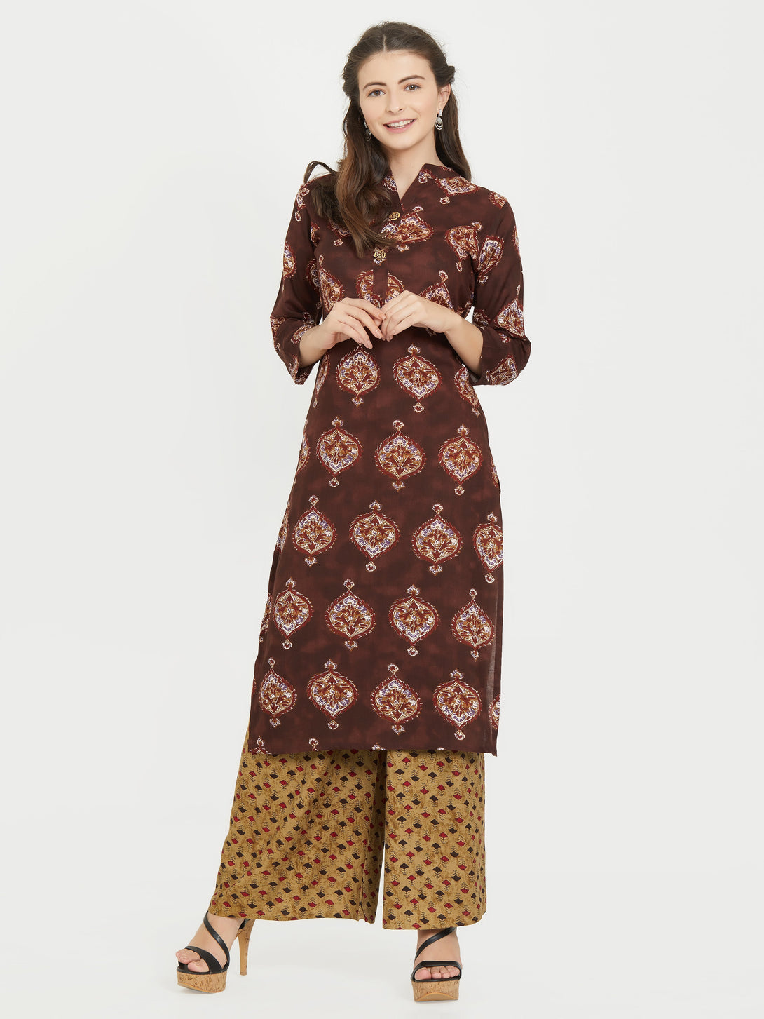 Women's Brown Rayon Kurti By Vbuyz (1Pc)