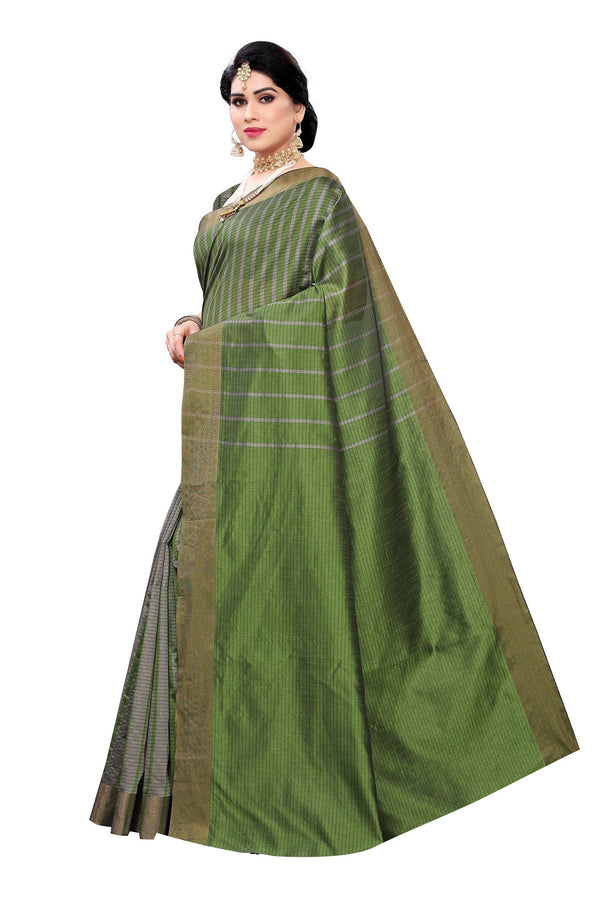 Women's Vamika Green Cotton Silk Weaving Saree - Vamika