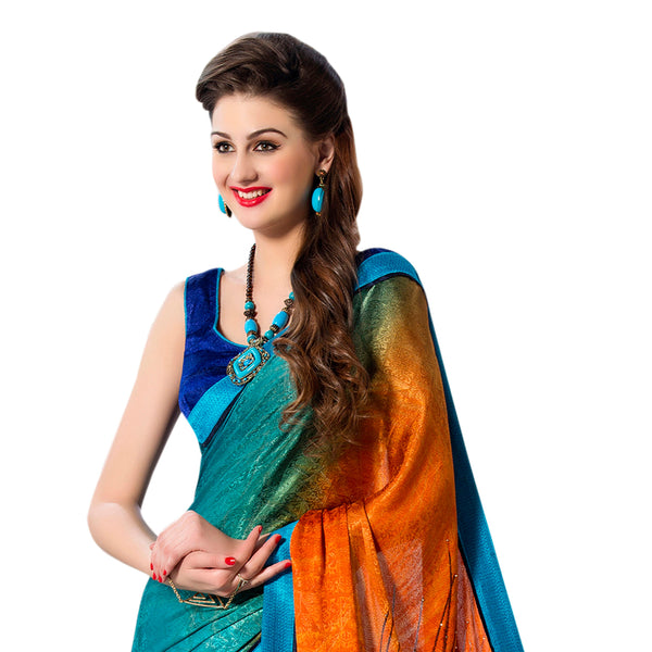 Women's Multi Color  Desinger China Chifon With Piping And Lace Saree - Vamika