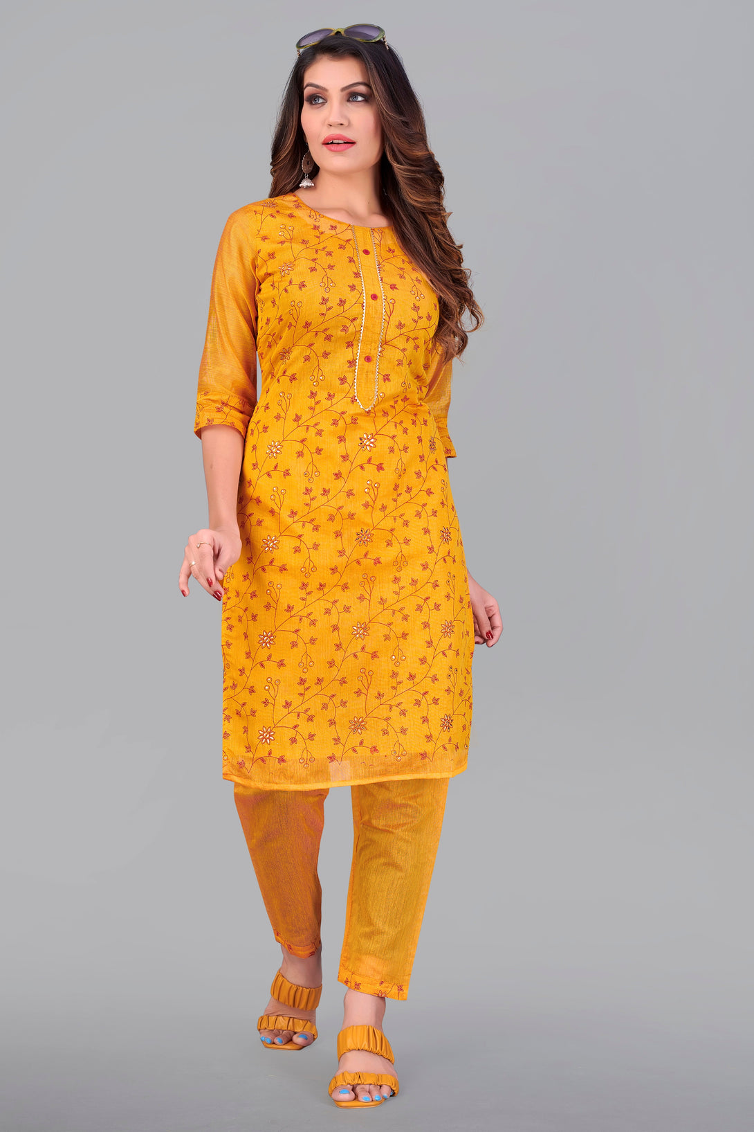 Women's Designer Yellow Color Rajwadi Silk Kurti Collection - Dwija Fashion