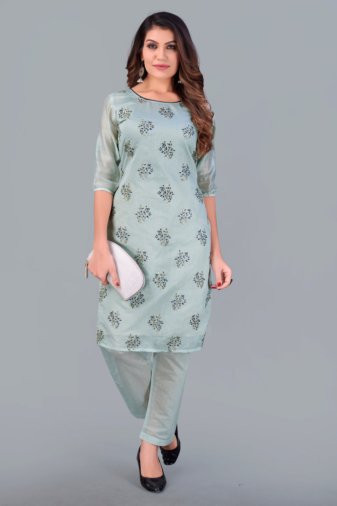 Women's Designer Grey Color Rajwadi Silk Kurti Collection - Dwija Fashion