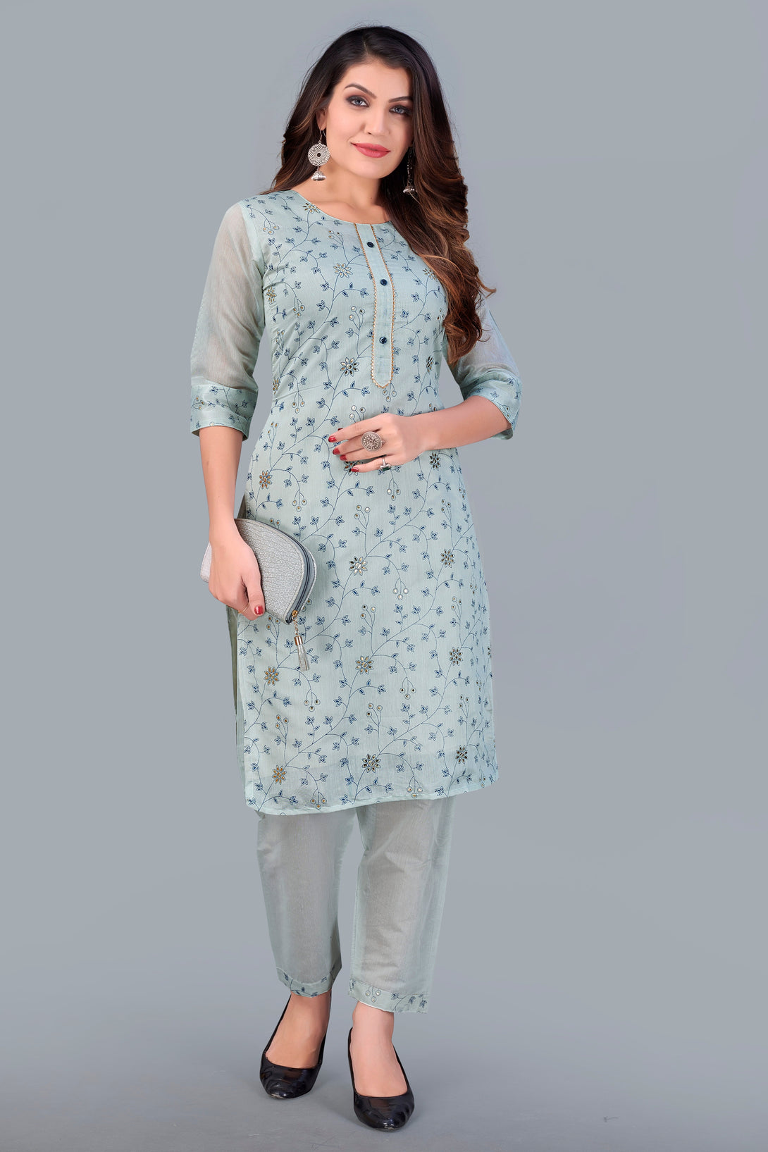 Women's Designer Grey Color Rajwadi Silk Kurti Collection - Dwija Fashion