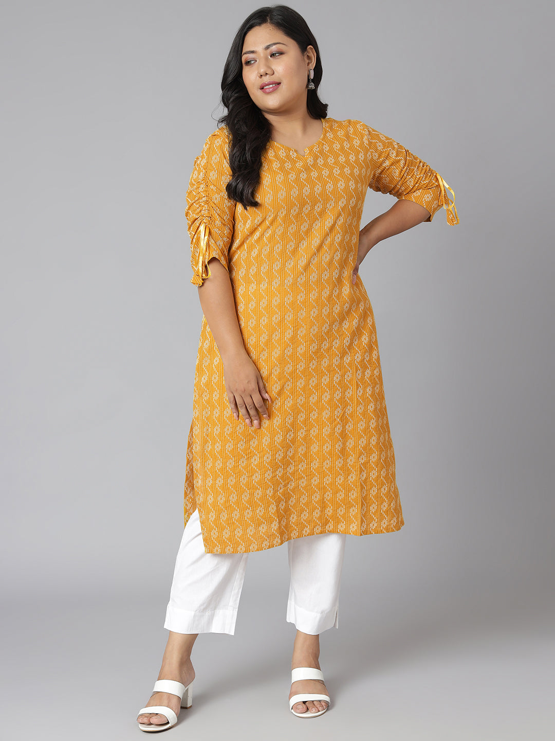 Women's Yellow Cotton Kurta - Janasya