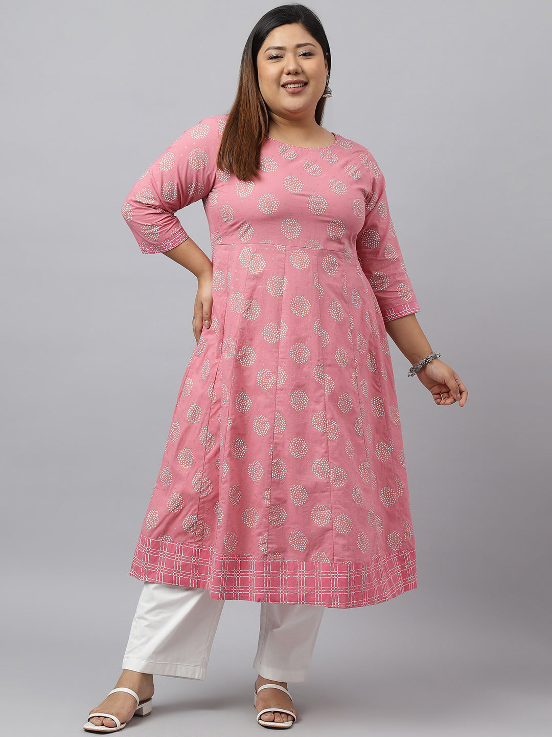 Women's Pink Cotton Kurta - Janasya