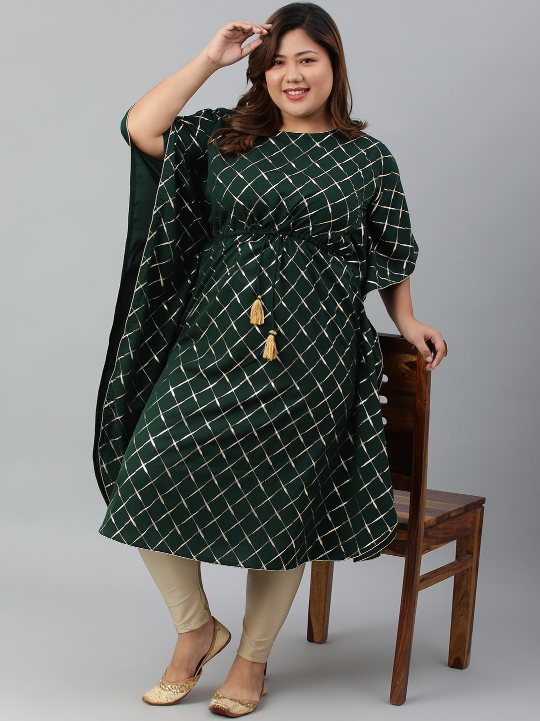 Women's Green Poly Crepe Kurta - Janasya