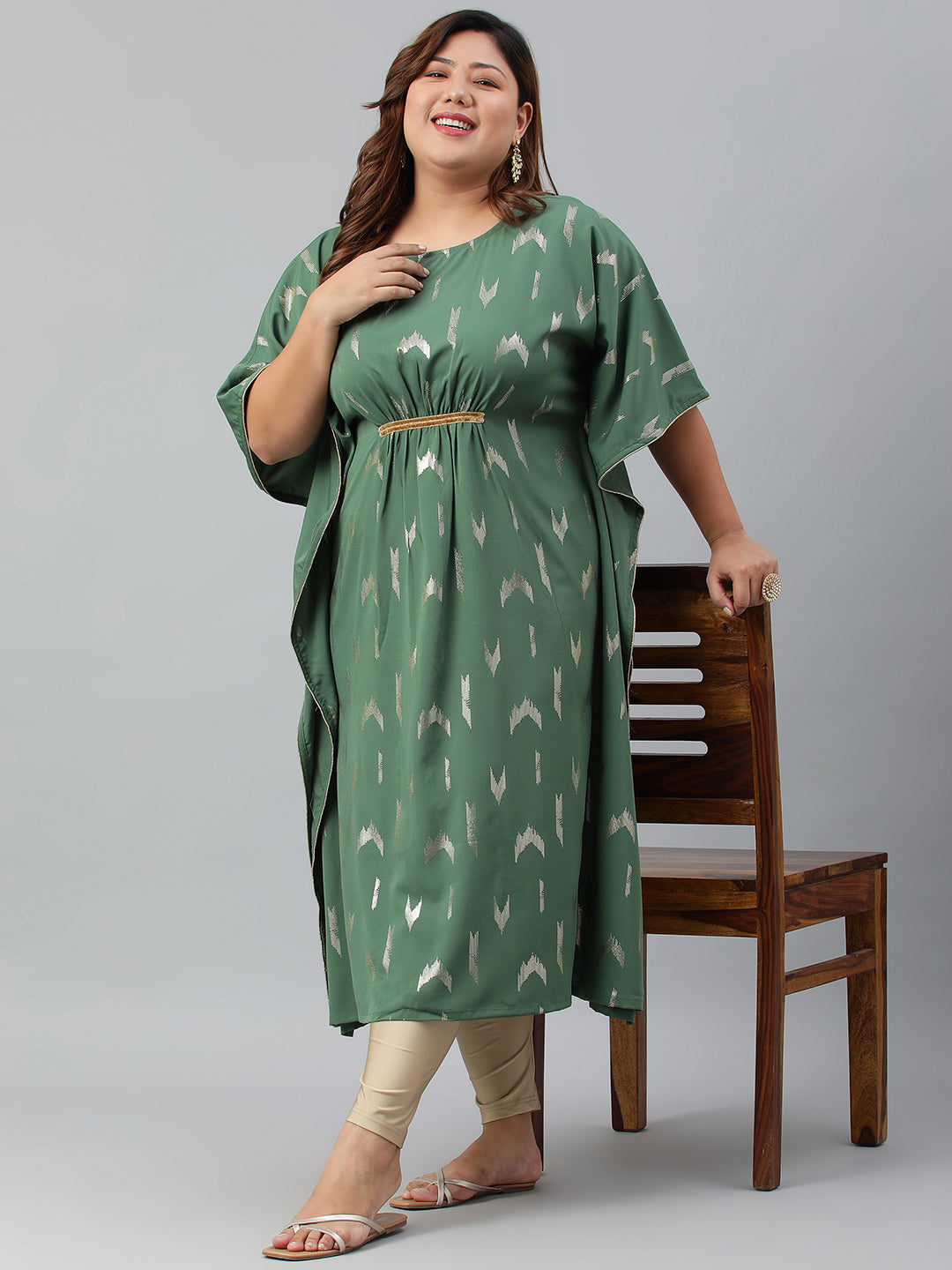 Women's Green Poly Crepe Kurta - Janasya