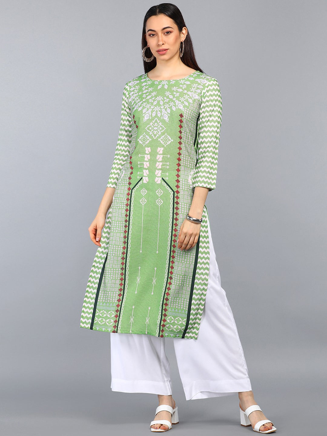 Women's Ahika Polycrepe Printed Kurta  - Ahika