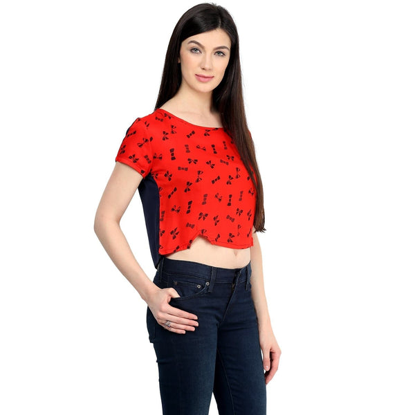 Women's Red Bow Crop Top - Pannkh