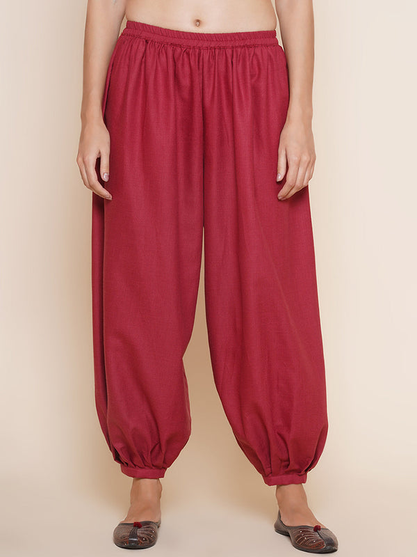 Jashvi Maroon Pleated Trousers