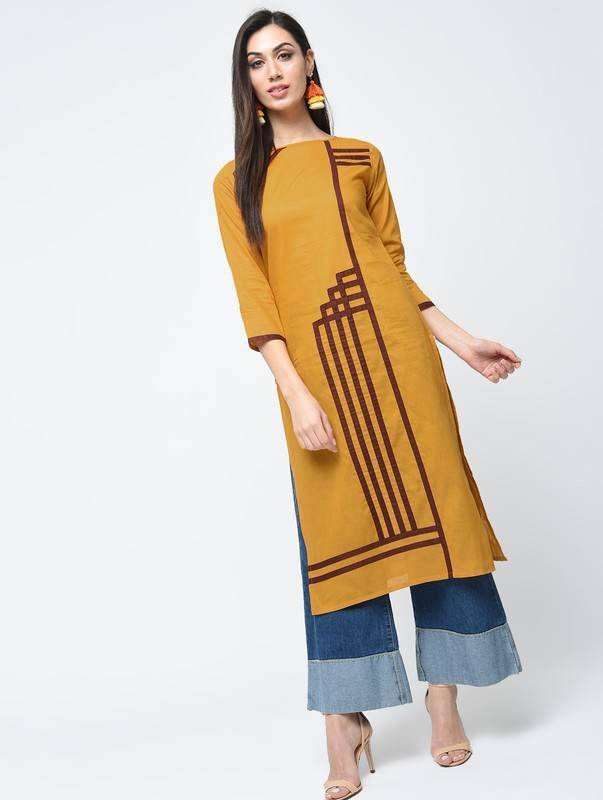 Women's Patchwork Straight Kurta - Aniyah