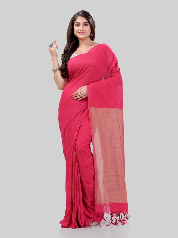 Women's Cotton Pink Handloom Rupsagar Design Saree - Piyari Fashion