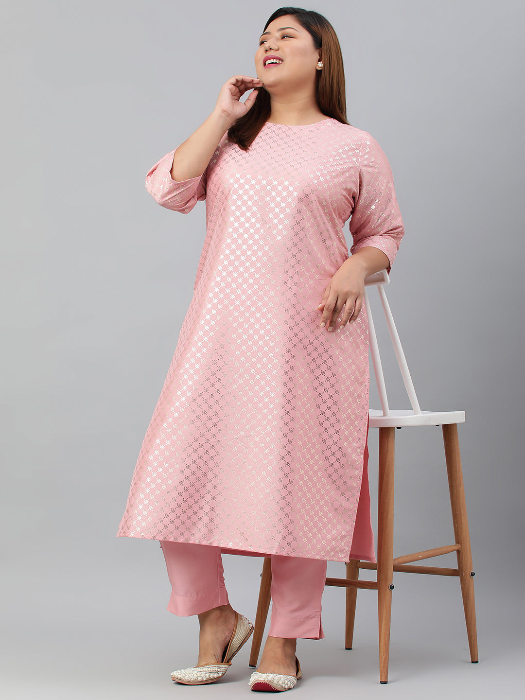 Women's Pink  Poly Silk Kurta Set - Janasya