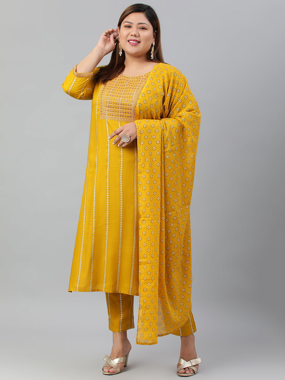 Women's Mustard  Rayon Kurta Set - Janasya