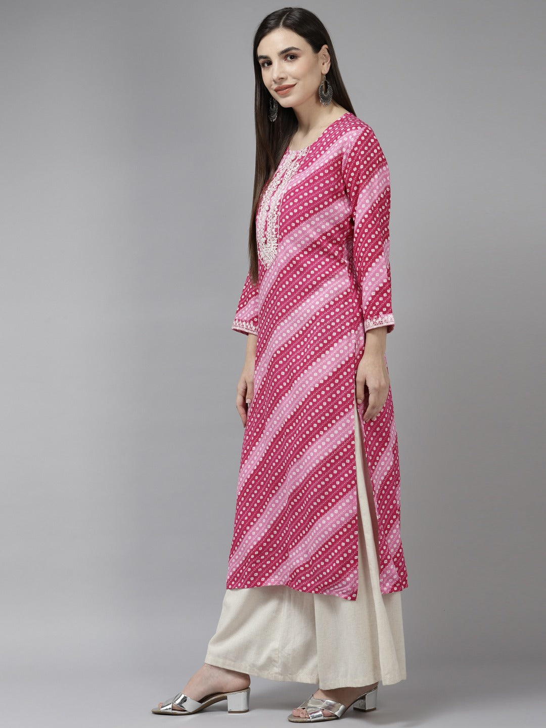 Pink Embroidered Kurta-Indiakreations-JS9866KURPKS