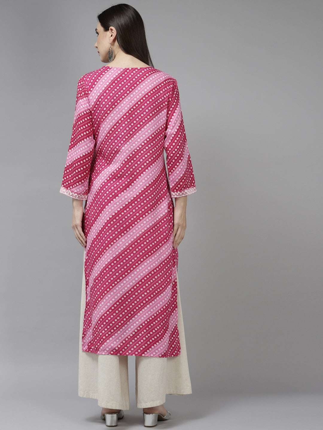 Pink Embroidered Kurta-Indiakreations-JS9866KURPKS