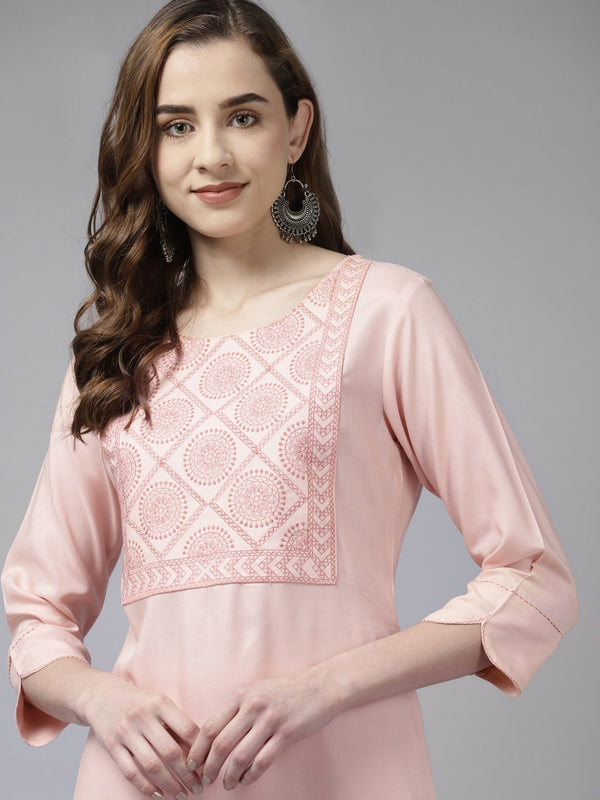 Pink Ethnic Kurta Set-Indiakreations-JS9314SETPKS