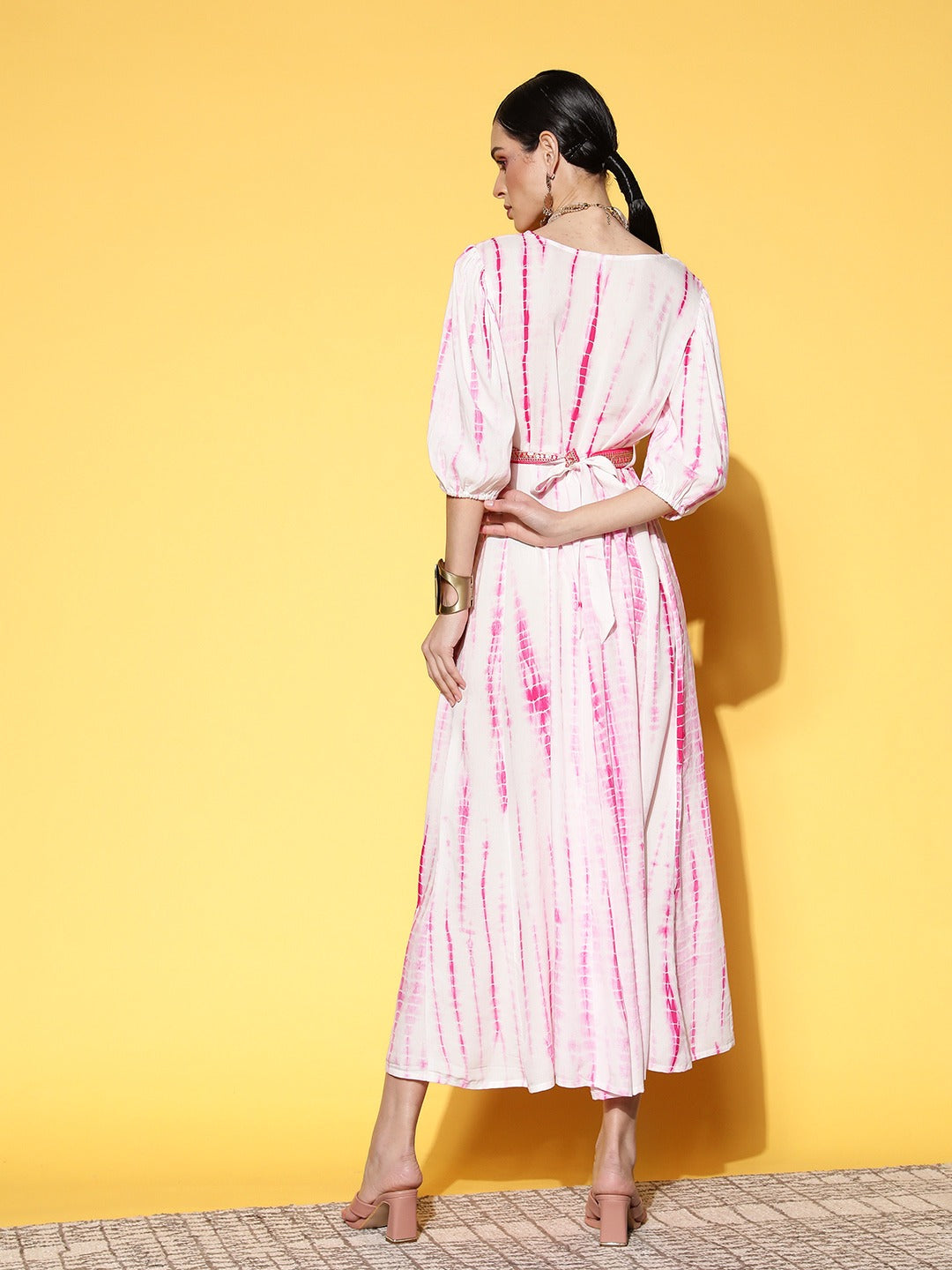 Pink Midi Dress-Indiakreations-JS8169DRSWHXS