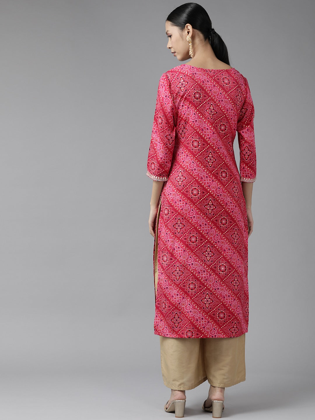 Pink Printed Kurta-Indiakreations-JS9343KURPKS