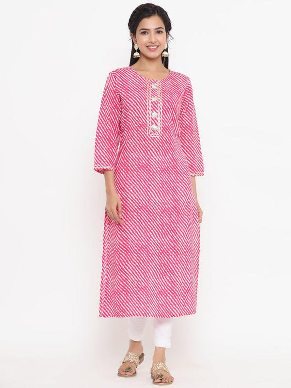 Pink Printed Kurta-Indiakreations-JS9763KURPKS