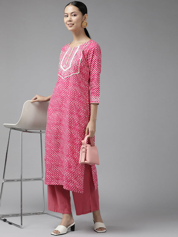 Pink Printed Kurta-Indiakreations-JS9771KURPKS