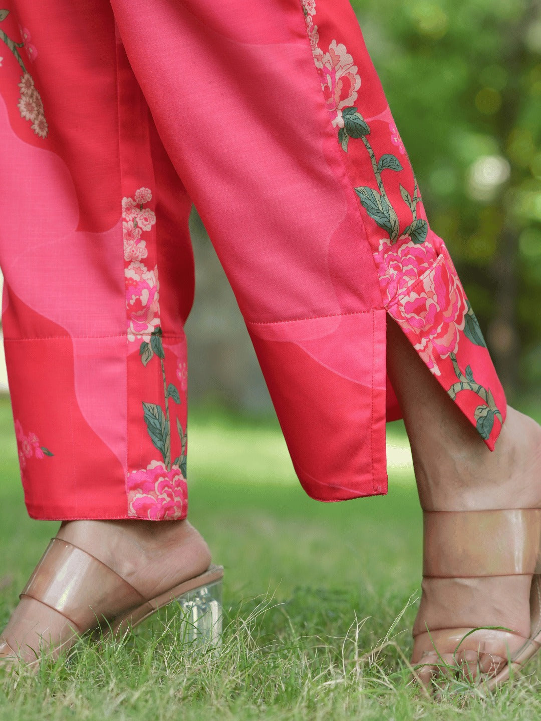 Pink Printed Shirt with Trousers Co-Ords-Indiakreations-JS1452CRDPKS