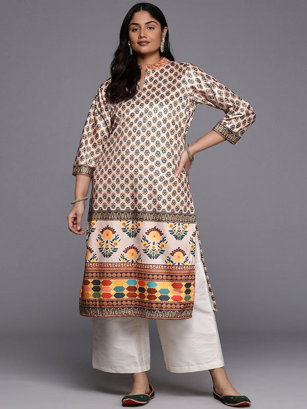 Women Floral Printed Thread Work Velvet Kurta