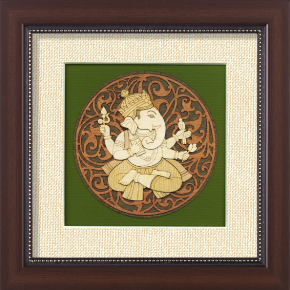 Layered Wood Art Ganesh Wall Decor 8x8 Inch By India Kreations Decor