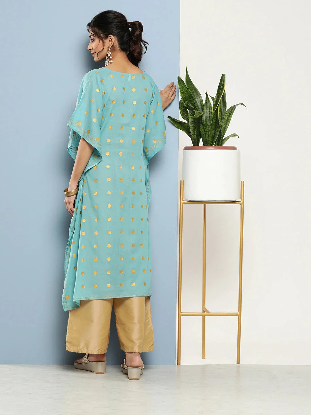 Printed Kaftan Kurta-Indiakreations-JS1214KFTBLS