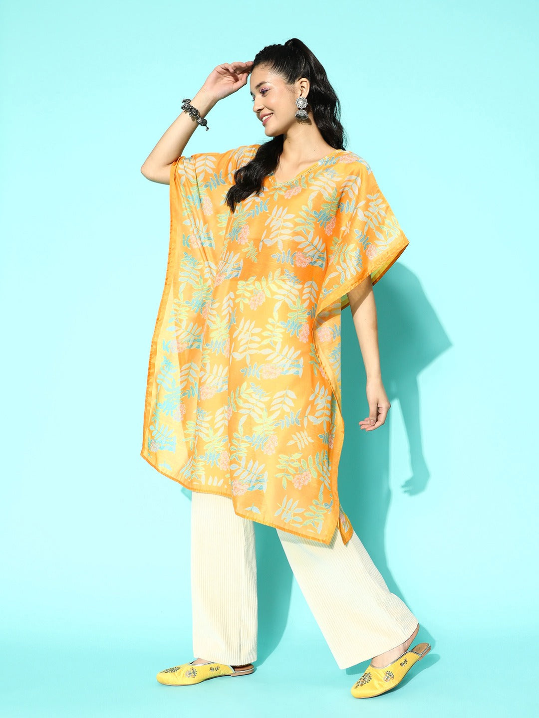 Printed Kaftan Kurta-Indiakreations-JS1288KFTYLS