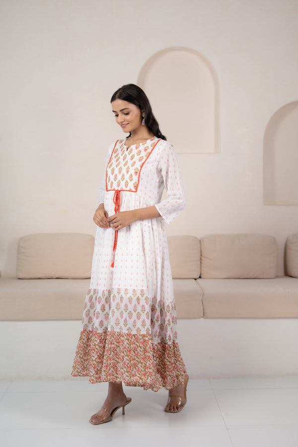 White Indo-western Dress for Women - 1pc set