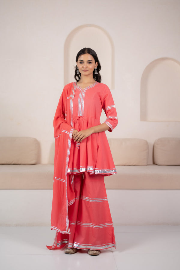 Women’s Pink sharara set for women by Myshka- 3pc set