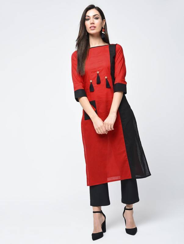 Women's Color Block Straight Kurta - Aniyah