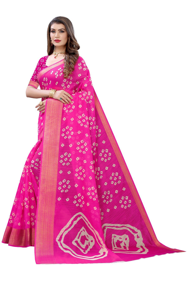 Vamika Pink Linen Jari Border Saree