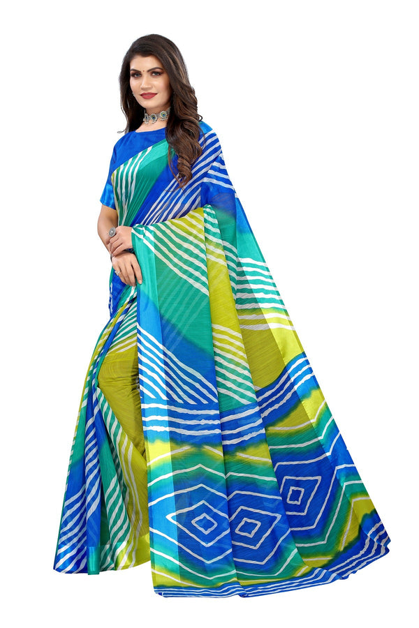 Women's Blue Linen Satin Border Saree - Vamika