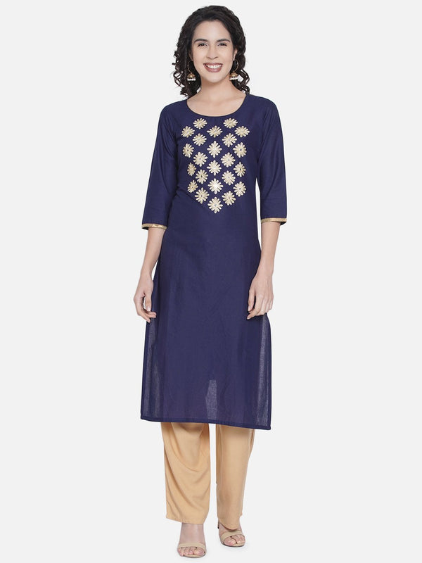 Women's Dark Blue Straight Kurta - Noz2Toz