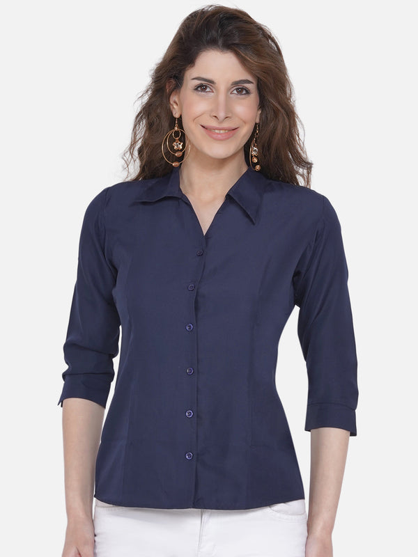 Women's Blue Casual Shirt - Wahe-Noor