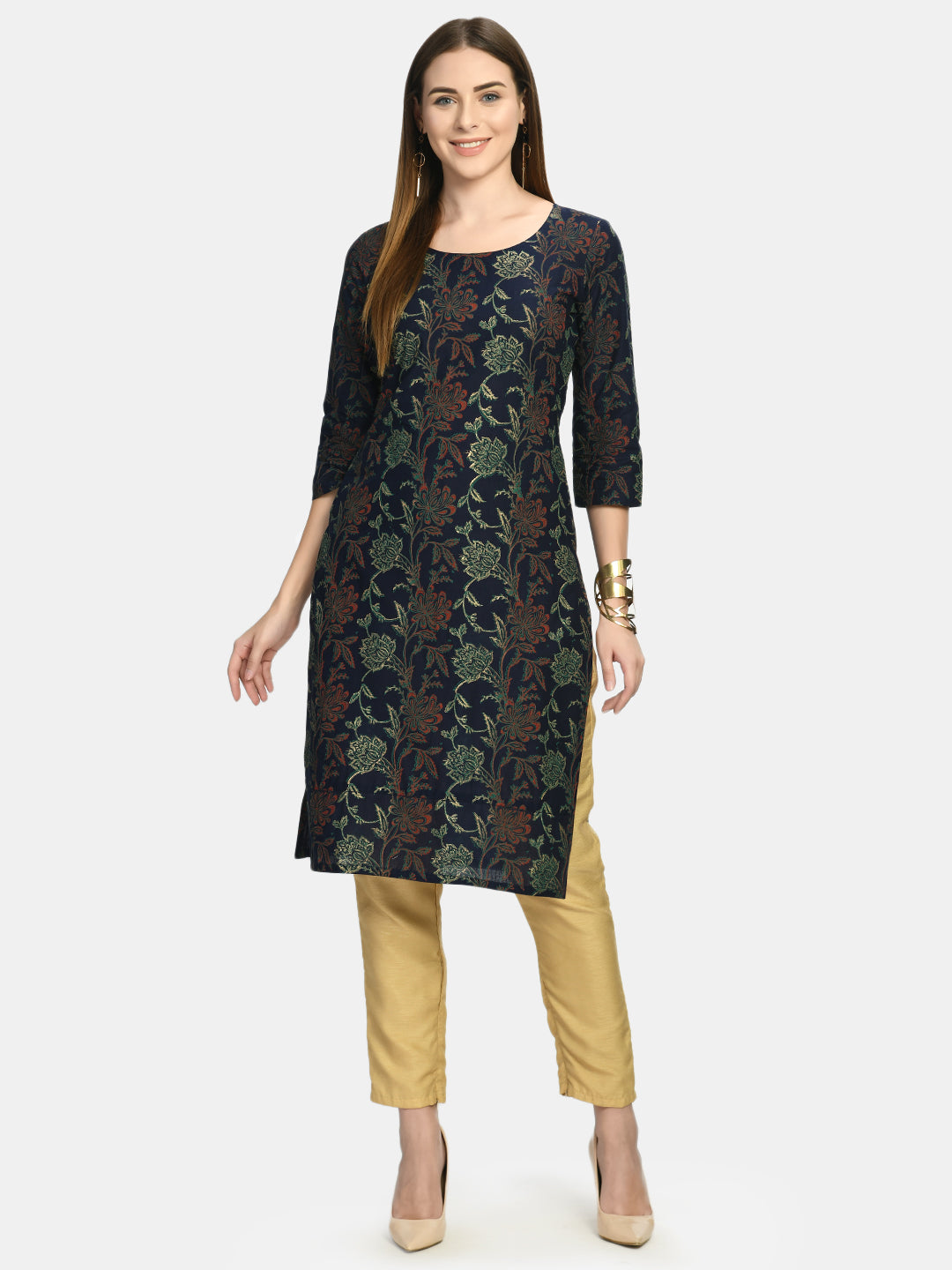 Women's Blue Handblock Printed Kurta - Noz2Toz