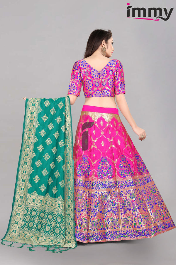 Women's Pink Color Lehenga Set - Fabcartz