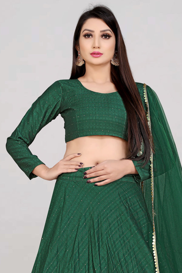 Women's Green Color Lehenga Set - Fabcartz