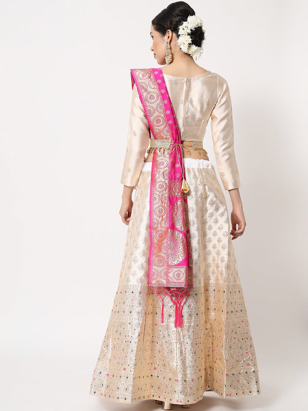 Women's White Color Lehenga Set - Fabcartz