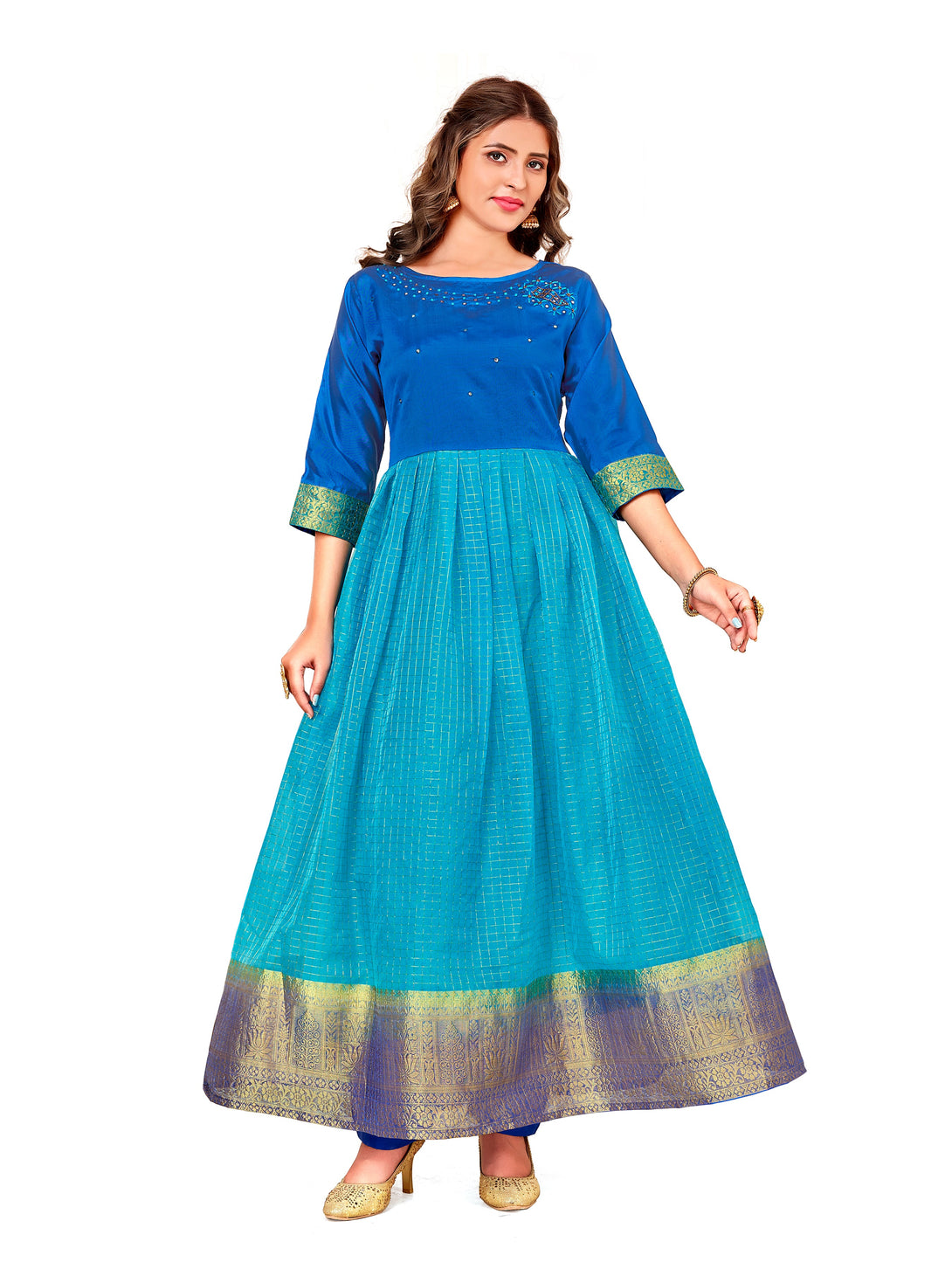 Woman's Designer Blue And Sky Blue Kurti - Dwija Fashion