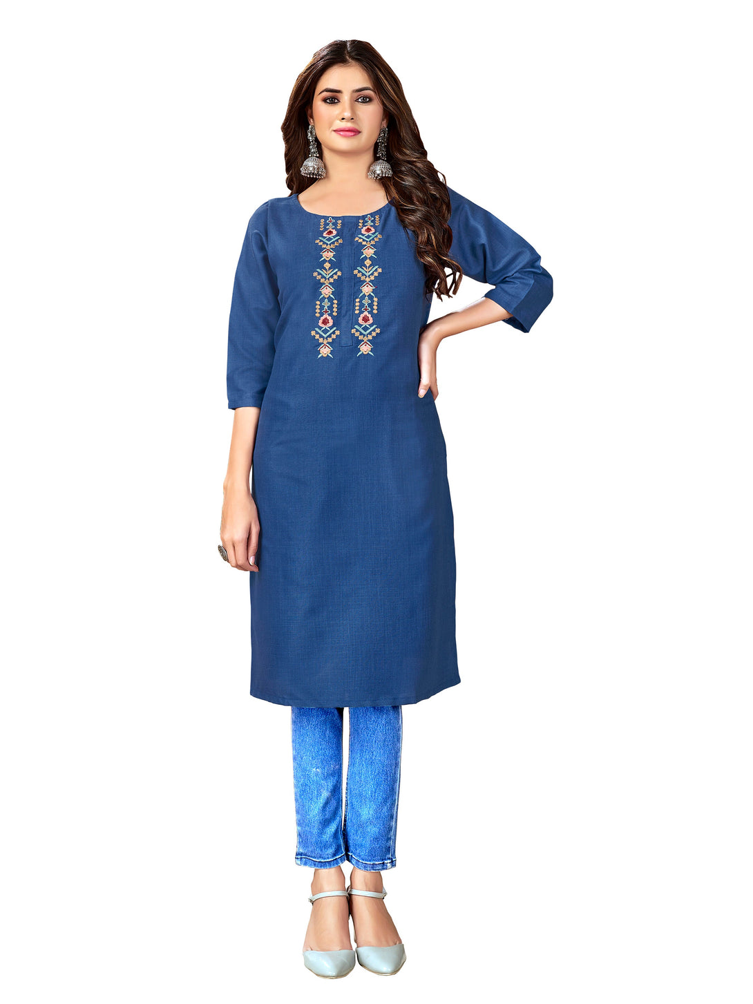 Woman's Designer Blue Kurti - Dwija Fashion