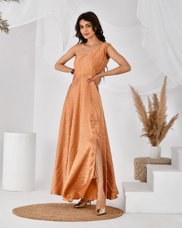 Women's Golden One Shoulder Dress - Rangpur