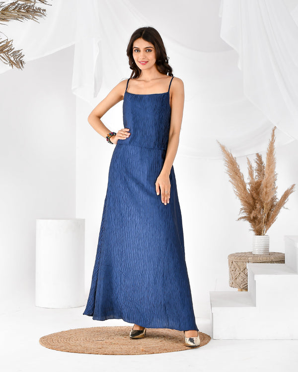 Women's Blue Pleated Dress - Rangpur